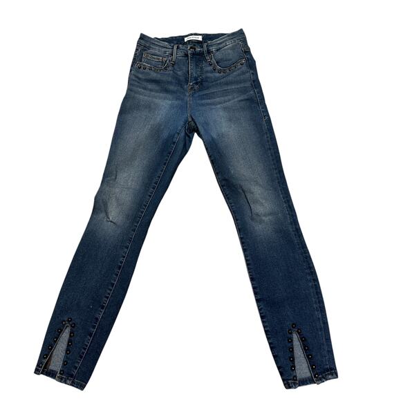 Good American Crop Skinny Jeans Women’s Size‎ 0 Slit Hem with Studs Concert - Picture 1 of 10